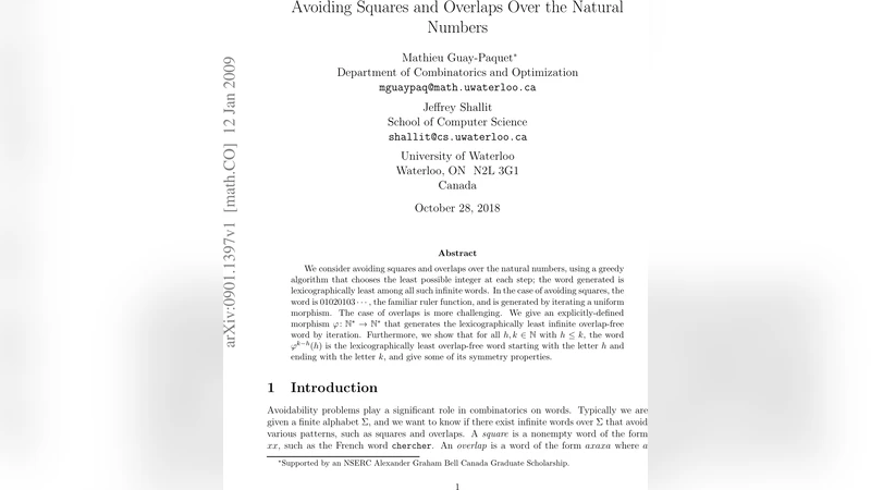 자연수 위에서 제곱과 겹침을 피하는 사전순 최소 무한 단어의 생성법
