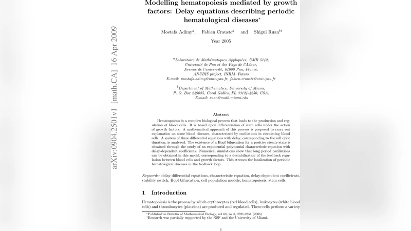 성장인자 매개 혈액생성 모델링과 주기성 혈액질환 적용
