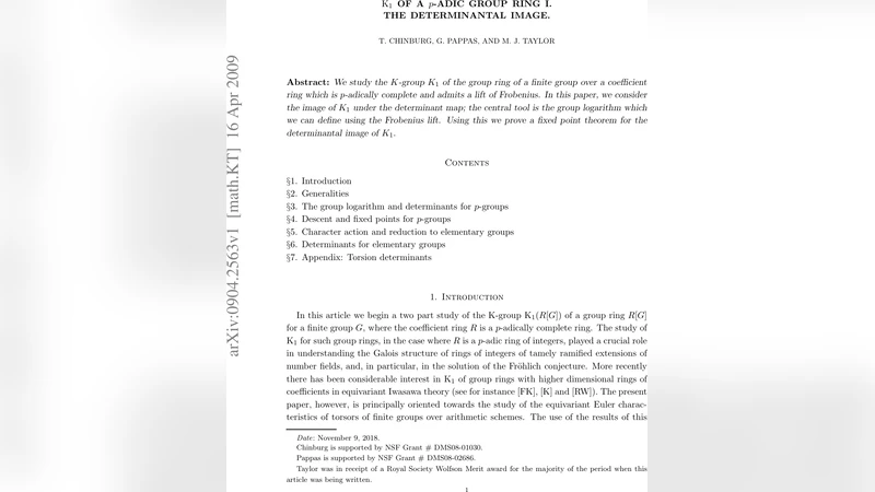 p‑adic 군환의 K₁과 행렬식 이미지 연구