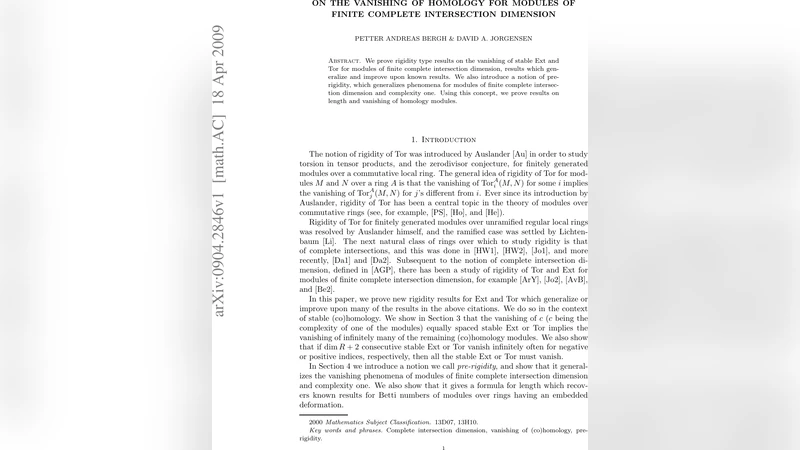 완전 교차 차원 유한 모듈의 동류 소멸 연구