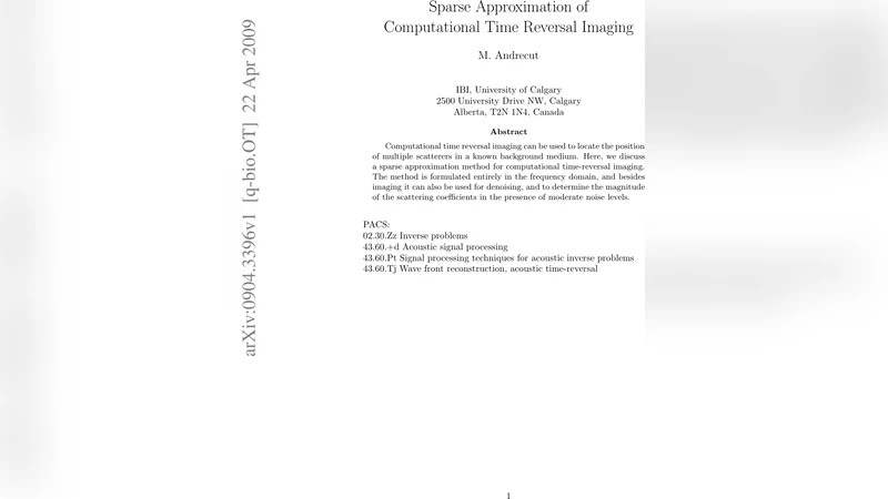희소 근사 기반 계산 시간 반전 영상 기법