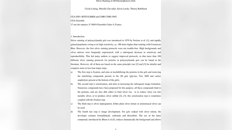 2차원 전기영동 겔에서 은 염색을 이용한 고감도 단백질 검출