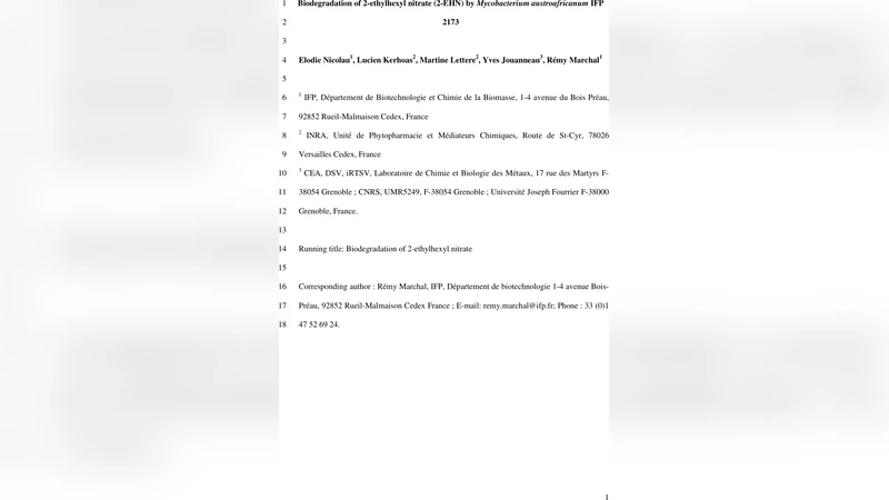 Mycobacterium austroafricanum IFP 2173에 의한 2EHN 생분해 메커니즘
