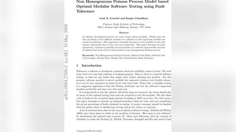 비균질 포아송 과정 기반 최적 모듈 테스트와 결함 허용