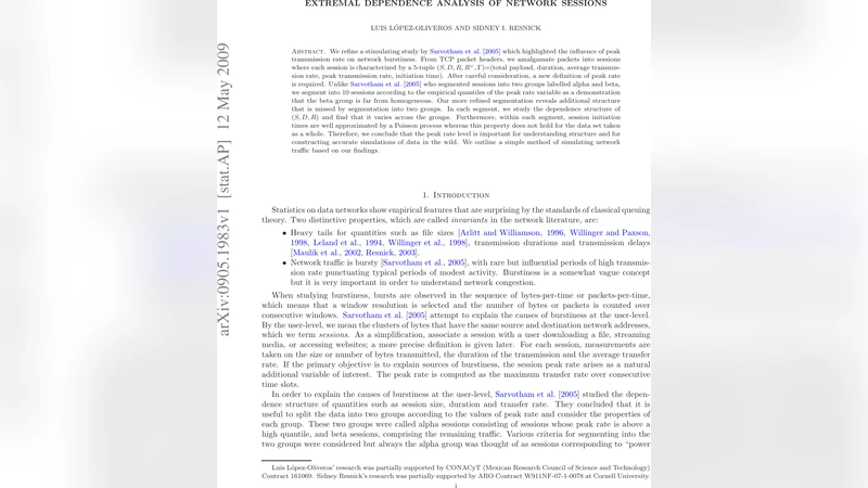 피크 전송률에 기반한 네트워크 세션의 극단 의존성 분석