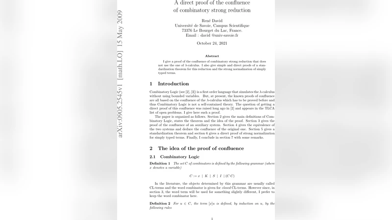 조합 논리 강축소의 직접적 합류성 증명