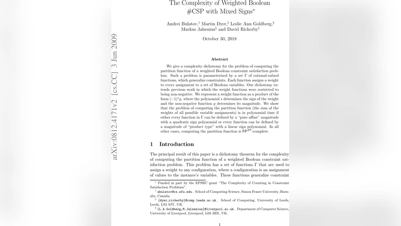 부호가 섞인 가중 부울 CSP 복잡도 완전분류