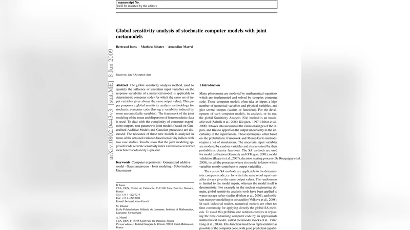확률적 컴퓨터 모델 전역 민감도 분석을 위한 공동 메타모델 접근법