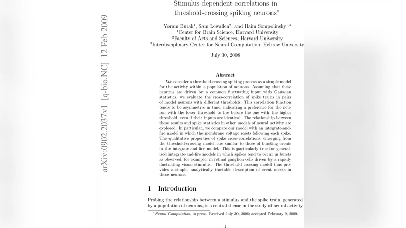역치 차이에 따른 스파이크 상관관계와 신경 모델 비교