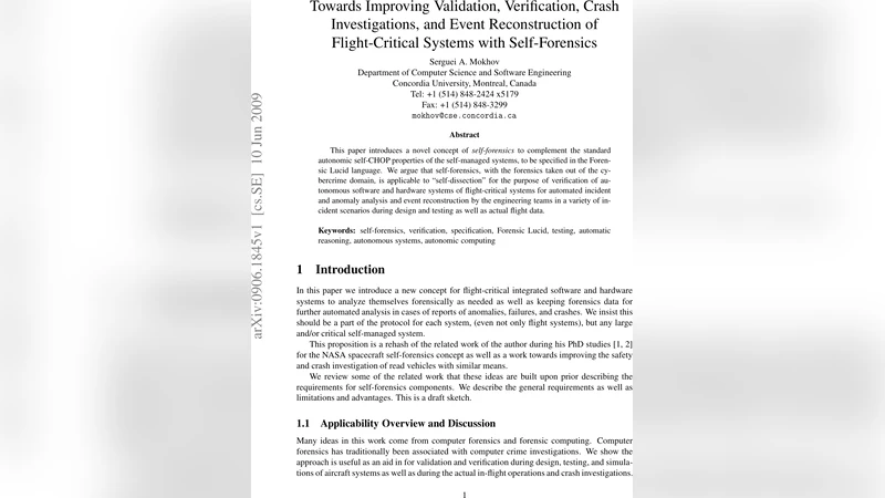 비행 중요 시스템의 검증 검사 사고 조사 및 사건 재구성을 위한 자기 포렌식
