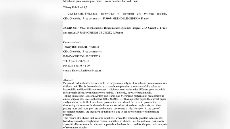 막단백질과 프로테오믹스: 사랑은 가능하지만 매우 까다롭다