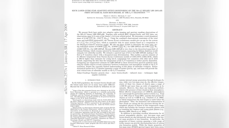 L/T 전이 갈림점의 첫 동역학 질량 기준: LHS 2397aAB 연구