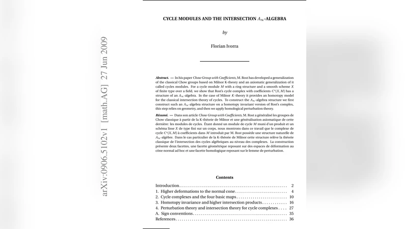 사이클 모듈과 교차 A 무한대 대수