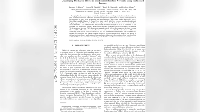 생화학 반응망의 확률 효과 정량화 파티셔닝 리핑 알고리즘 활용