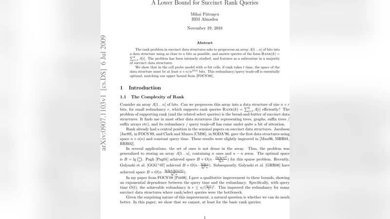랭크 쿼리의 공간‑시간 하한: 셀 프로브 모델에서의 새로운 통찰
