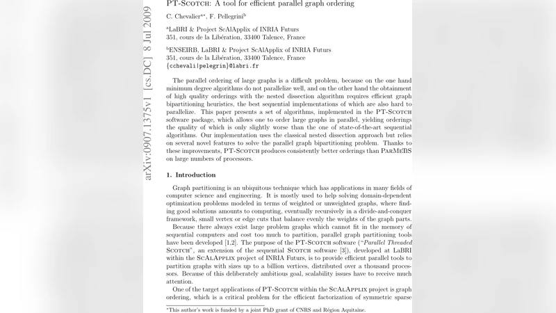 대규모 그래프 병렬 순서를 위한 PT‑Scotch