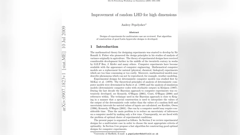 고차원 무작위 라틴 하이퍼큐브 설계 개선