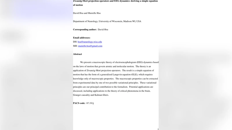 뭉치 모리 투사 연산자를 이용한 EEG 동역학의 간단한 운동 방정식