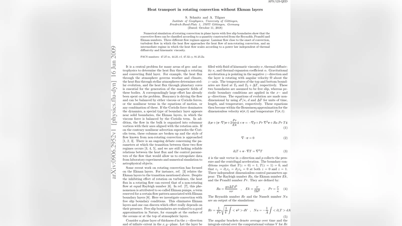 회전 대류에서 에크만 층 없는 열 전달 연구