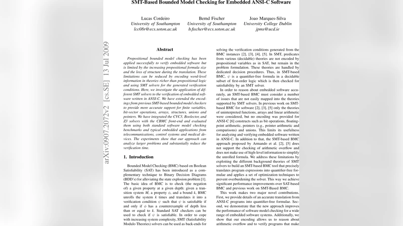 SMT 기반 경계 모델 검증으로 임베디드 ANSI C 소프트웨어 효율 향상