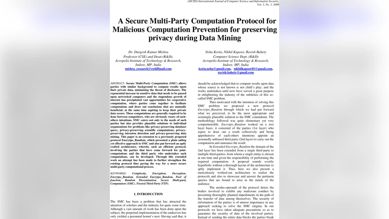 다중 신뢰 제3자 기반 확장형 Encrypto Random 프로토콜로 구현하는 안전한 다자간 계산