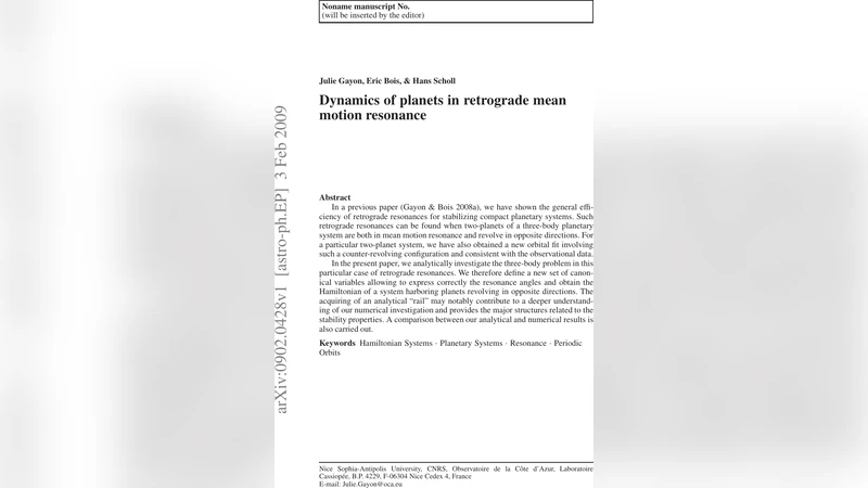역행 평균운동공명으로 안정된 행성계의 역학