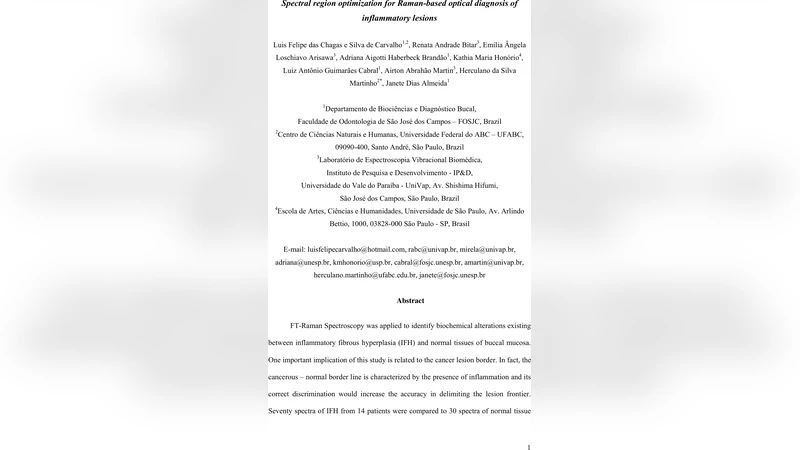 라만 분광을 이용한 염증성 병변 진단을 위한 최적 파장 영역