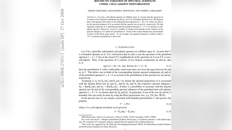 J 자기동형 섭동에서 스펙트럼 부분공간 변동의 최적 경계
