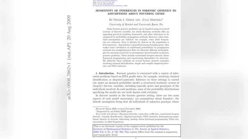 법의학 유전학에서 창시 유전자 가정에 대한 민감도 분석