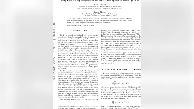 시냅스 전류 동역학을 고려한 잡음 통합‑발화 뉴런의 발화율