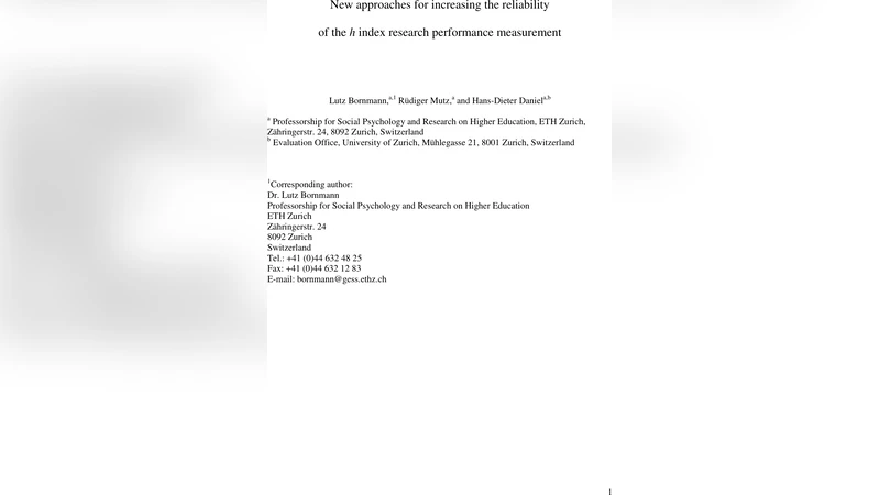 h 지수 신뢰성 향상을 위한 새로운 접근법