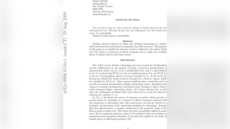 초월적 차와 게르베 이론: 비가환 코호몰로지의 새로운 전개