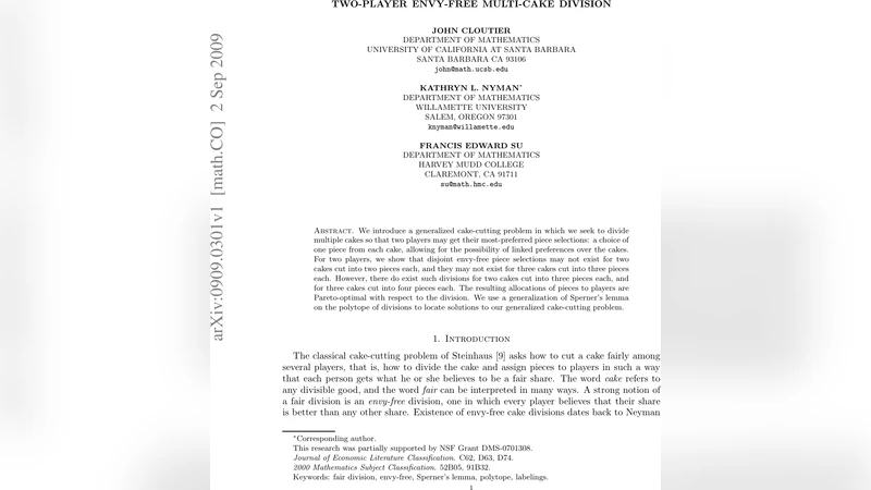 두 명을 위한 다중 케이크 공정 분배