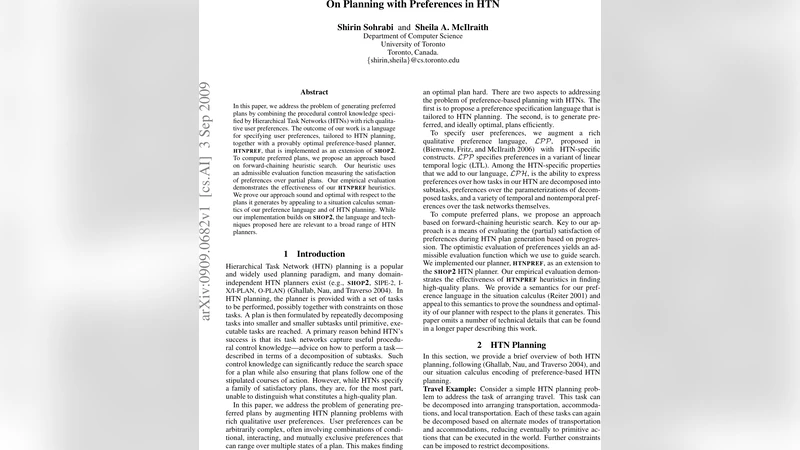 HTN 계획에서 선호도 기반 최적화