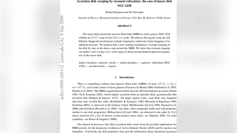 별 공명 이완에 의한 원반 휨: NGC4258 마이저 원반 사례