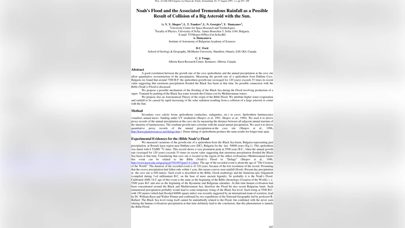 노아의 대홍수와 거대한 강우 그리고 태양 충돌 가설