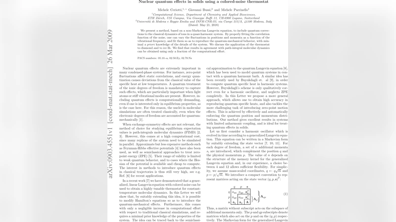 색소 잡음 온도조절기를 이용한 고체 핵 양자 효과