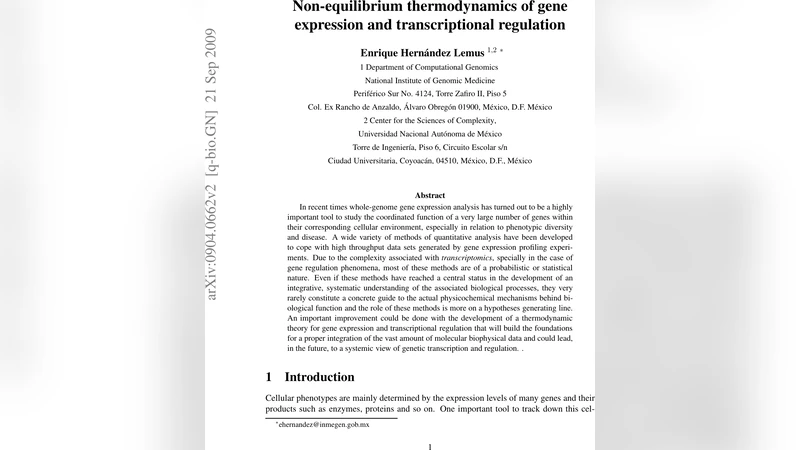 비평형 열역학으로 보는 유전자 발현과 전사 조절