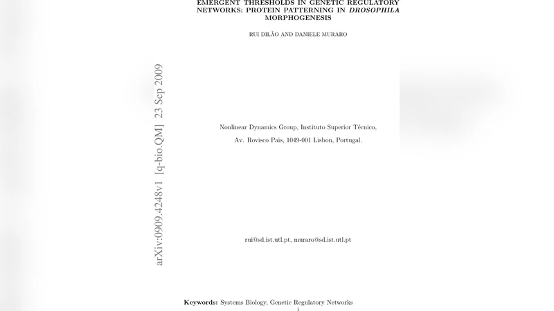유전조절망의 임계 현상과 초파리 형태형성에서의 단백질 패턴 형성