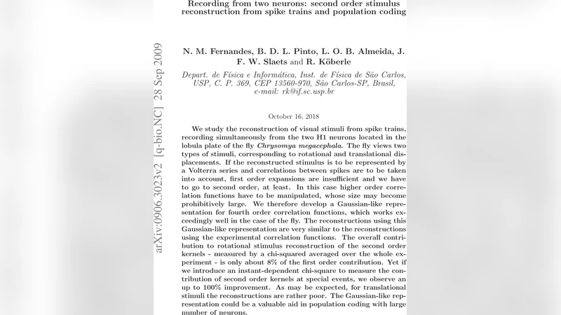 두 뉴런 스파이크로 보는 시각 자극 재구성: 2차 볼테라와 인구 코딩