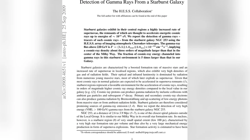 별폭발 은하 NGC 253에서 감마선 탐지, 우주선 밀도 1000배 상승