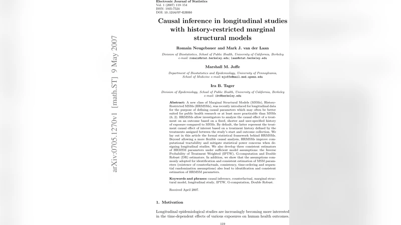 역사제한 마진 구조 모델을 이용한 종단 연구 인과 추론