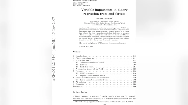 이진 회귀 트리와 랜덤 포레스트에서 변수 중요도