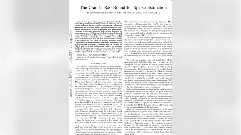 희소 추정의 최적 성능 한계: 크래머‑라오 경계 분석