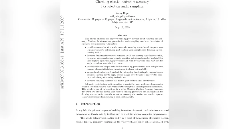 선거 결과 정확성 검증을 위한 사후 감사 표본 설계와 적용