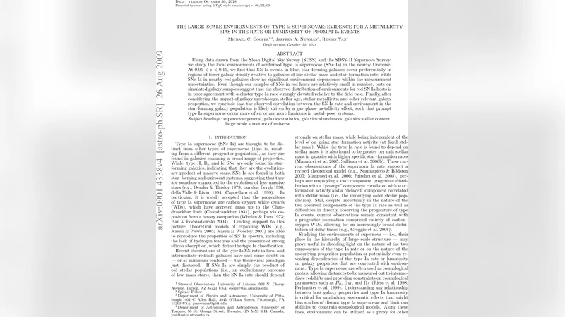 Ia형 초신성의 대규모 환경과 금속성 편향