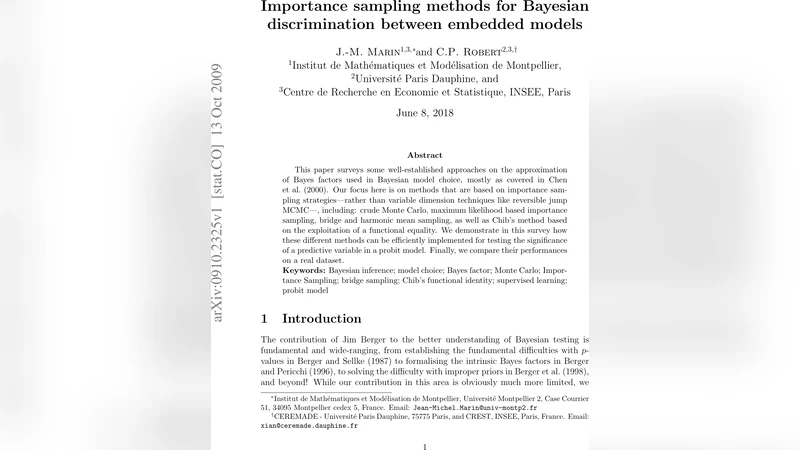 베이지안 모델 선택을 위한 중요도 샘플링 방법 비교