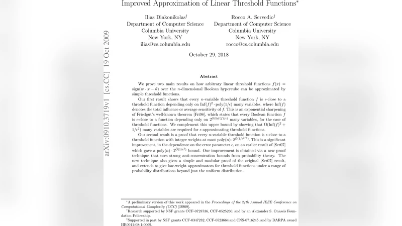 선형 임계함수의 향상된 근사