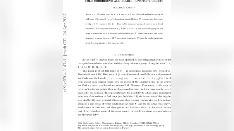 음수 차원 폴드 사상과 안정 동형 군