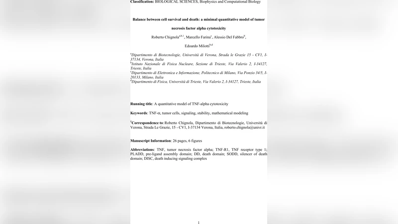 TNFα 세포 생존과 사멸 균형을 위한 최소 정량 모델